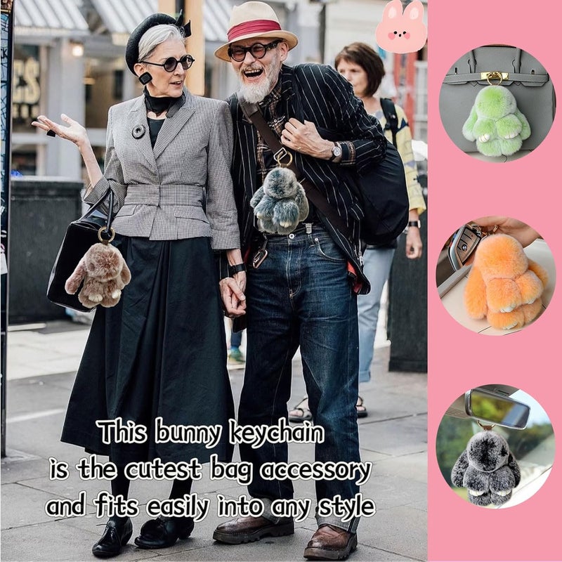MINGRI Soft Bunny Keychain with Tin,Cute Valentines Gift Plush Keychain for Backpack,Bag Charm Gift Key Chain - Image 5